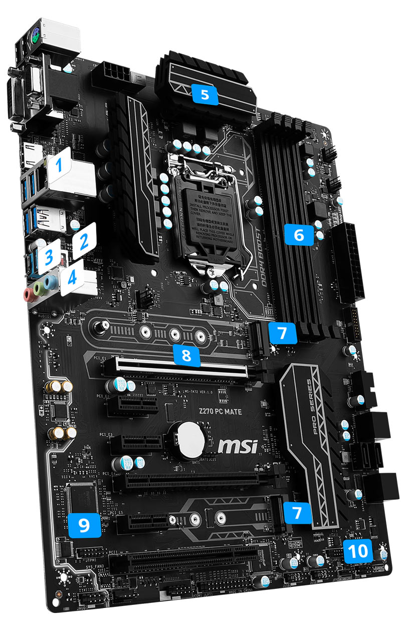 Msi Z270 Pc Mate Lga 1151 Atx Motherboard Z270 Pc Mate Mwave